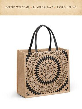 Jute Tote Bag Large Burlap Tote Laminated Interior Soft Handles